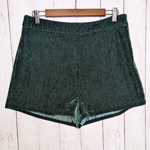Green Velvet Lined High Waist Shorts Size Large Goth Festival Holiday Glam Party